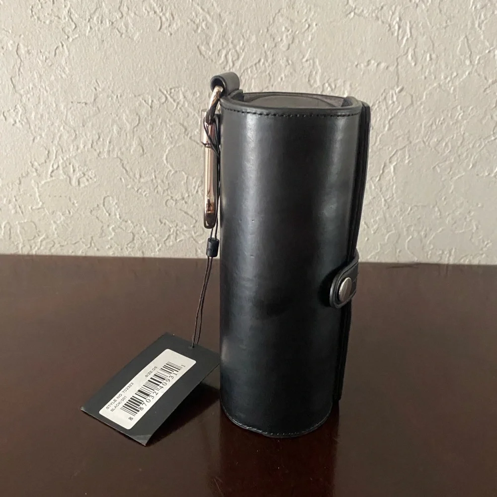 Alexander Wang Black Leather Sunglasses case Keychain Holder with clip NEW